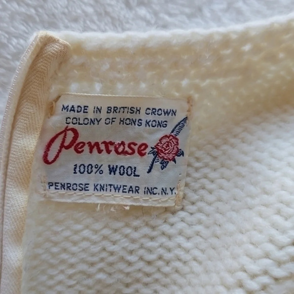 Vintage 60s  Penrose 100% Wool made in Hong Kong Detailed Crew Neck Sweater - Picture 7 of 12